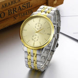 Men Metal Bangle Wrist Watch Band Bracelet Fashion Quartz New Analog