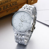 Men Metal Bangle Wrist Watch Band Bracelet Fashion Quartz New Analog