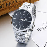 Men Metal Bangle Wrist Watch Band Bracelet Fashion Quartz New Analog